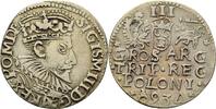 Polen Marienburg Dreigröscher Trojak Sigismund III. 1587-1632 -