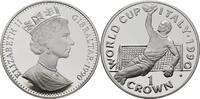 Crown 1990 Gibraltar  offen, Kontaktmarken, polierte Platte, Proof