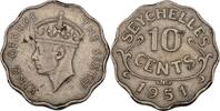 Seychellen 10 Cents 1951 Georg ss 21.94 US$  +  11.55 US$ shipping