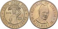 Liberia Liberien 25 Cents 1976 FAO vz+ 9.24 US$  +  11.55 US$ shipping