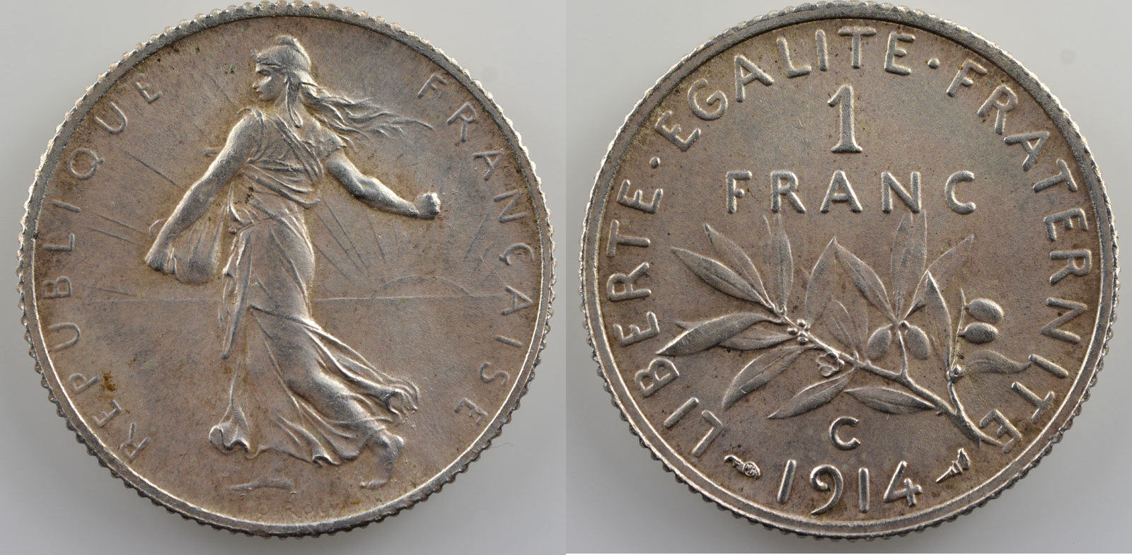 FRANCE SEMEUSE 1 franc 1908, p/SUP, Cote 100
