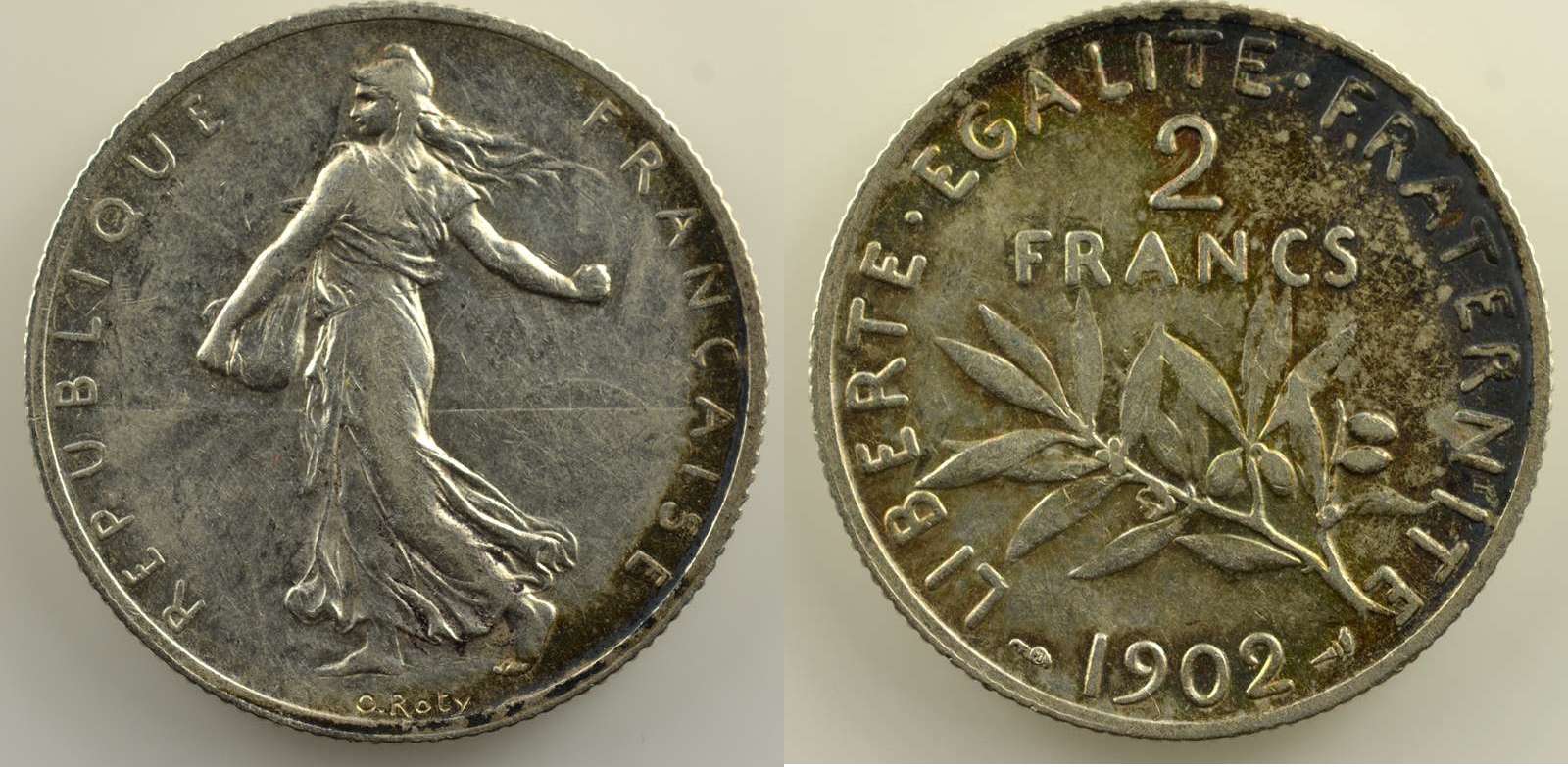 Coins of France 1793-1959 2 Francs G.532 Semeuse 1902 TTB+ VF+ | MA-Shops