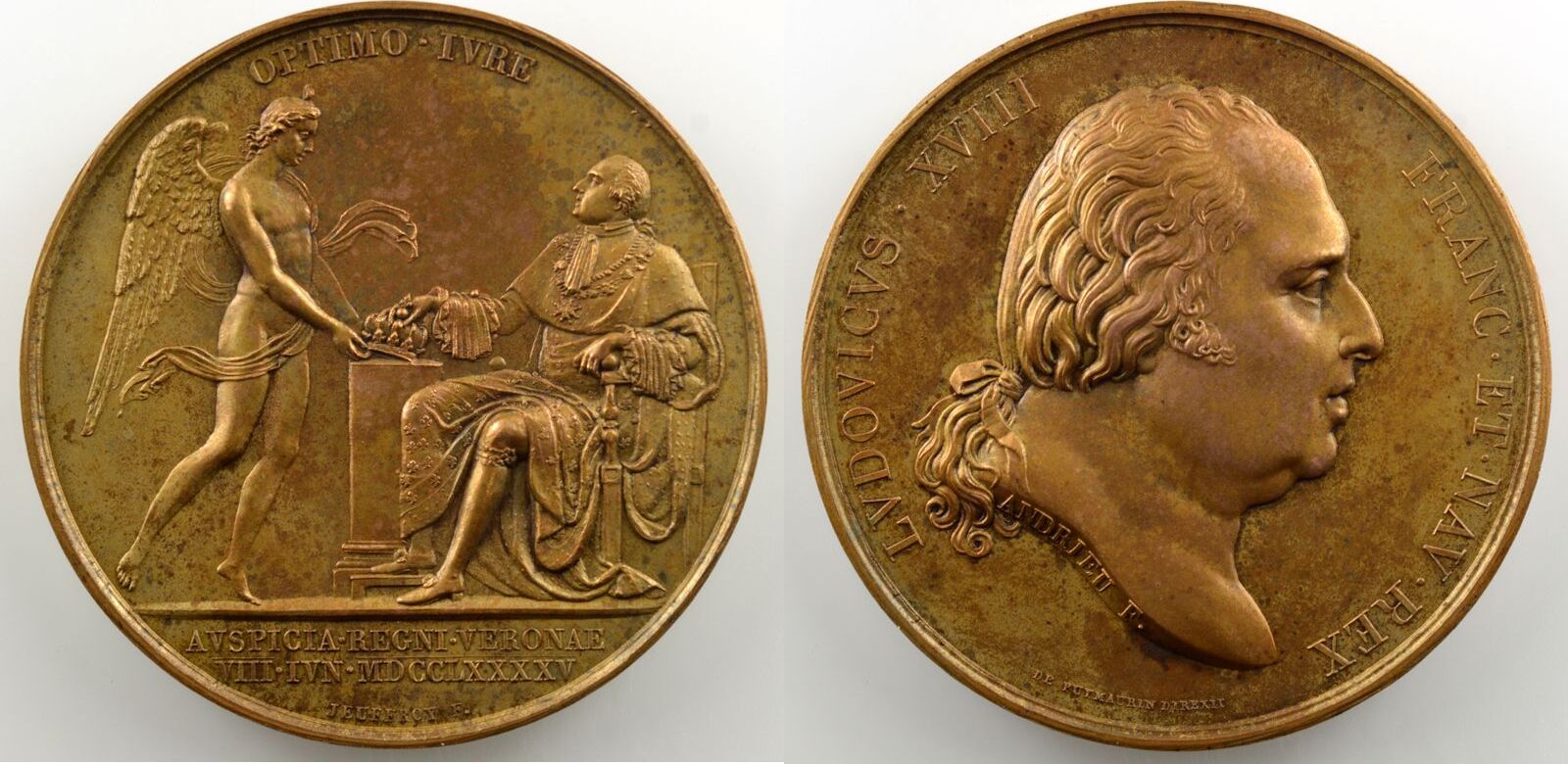 Médaille Ancienne En Bronze LOUIS XVII - Graveurs Depaulis Et Jeuffroy - Collection