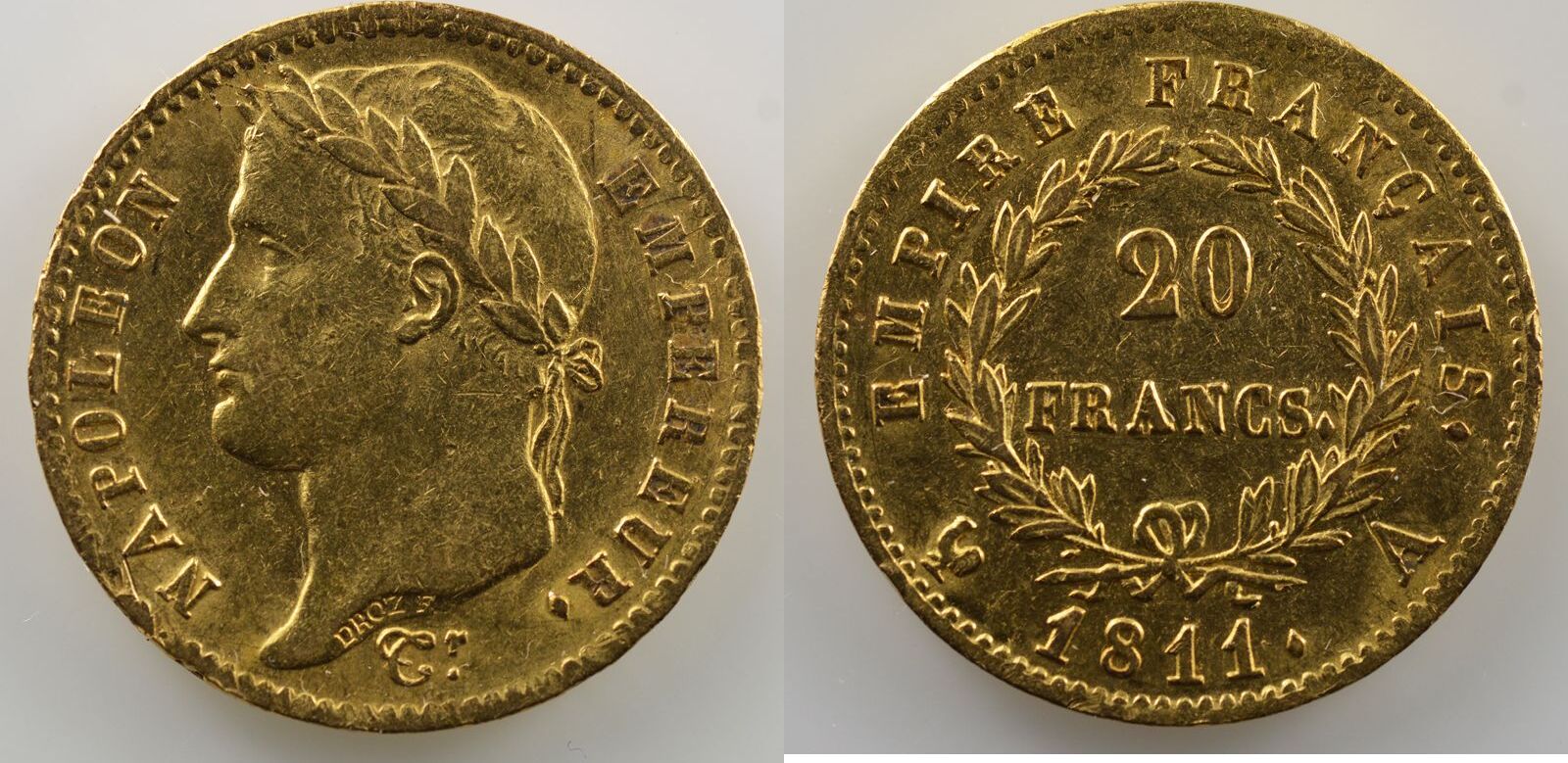 French gold coins 20 Francs G.1025 20 Francs Napoléon I revers Empire