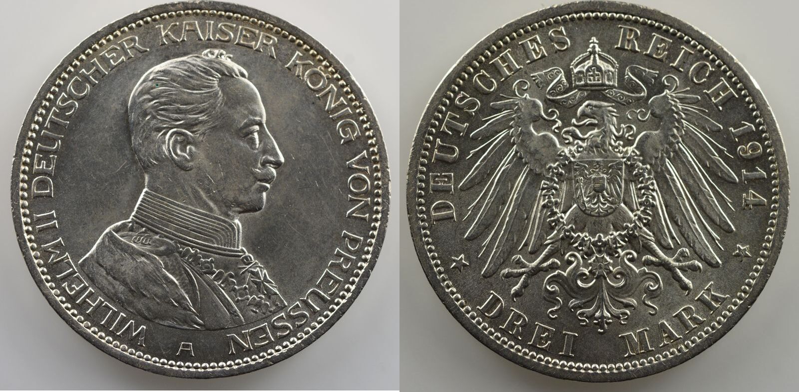 German coins Kingdom of Prussia William II (1888-1918) 3 Mark 1914 A ...