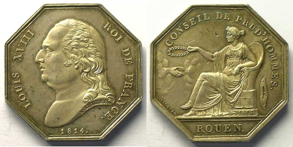 Tokens and Medals Numismatique de la Justice Conseil de prud'hommes Rouen jeton octogonal en