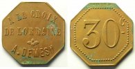 Emergency coins and tokens 30 cent REMIREMONT (88) A la croix de Lorraine, A. Demesy Elie manque 30 cent Cu, 8 23mm TTB+ -
