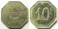 Emergency coins and tokens 10 cent REMIREMONT (88) A la croix de Lorraine, A. Demesy Elie manque 10 cent ZnNi, 8 23mm TTB+ -