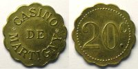 Emergency coins and tokens 20 Cent MARTIGNY-LES-BAINS (88) Casino Elie 10.3 20 Cent. Lt, Rf 24mm SUP -