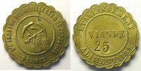 Tokens and Medals Mining Numismatics Epinac Sté anonyme des Houillères & du Chn de Fer Etablissement Alimentaire VIANDE Lt, Rlobé 34mm SUP -