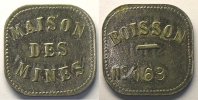 Tokens and Medals Mining Numismatics Paris Maison des Mines Boisson n°163 ZnNi, 4a 26mm SUP -