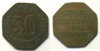Tokens and Medals Mining Numismatics Wassy Mines de Fer de Wassy 50 c Cu, 8 23mm TTB -