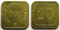 Emergency coins and tokens NANCY (54) Grande Taverne de Nancy 20 c Lt, R4a 25mm SUP -