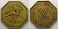 Tokens and Medals jeton Mining Numismatics Comité Central des Houillères de France jeton octogonal en laiton 40mm 1924 TTB+ -