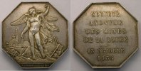 Tokens and Medals jeton Mining Numismatics Saint-Etienne BORREL 1874 Société Anonyme des Mines de la Loire jeton octogonal en argent 38mm TTB+/SUP -