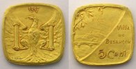 Emergency coins and tokens BESANCON (25) Ville de Besançon Elie 10.5 5 c 1917 (Essai) Lt doré, 4a 19mm SUP/FDC -
