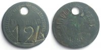 Emergency coins and tokens jeton CHAMPIGNEULLES (54) Sté Métallurg. de Champigneulles & Neuves-Maisons Elie 25.3 var. 50 c ECONOMAT 1889 transformé en jeton de présence Lt, R 28mm TB+/TTB -