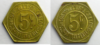 Emergency coins and tokens CHALONS/MARNE (51) Société de Consommation de l'Est - Boulangerie Elie 30,3 5 c Lt,6 21 mm SUP/FDC -