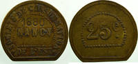 Emergency coins and tokens NANCY (54) Société de Consommation de l'Est 25 c Lt, R tronqué 24mm contr.1880 TTB -