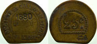 Emergency coins and tokens NANCY (54) Société de Consommation de l'Est 25 c Lt, R tronqué 24mm contr.1880 à l'avers et locomotive au revers TB+ -