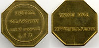 Emergency coins and tokens Jeton PARIS (75) Hôtel Glasgow Jeton publicitaire octogonal en laiton 23mm (1830-1850) SUP -