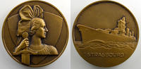 Tokens and Medals bronze Numismatique de la Guerre Navires de guerre Georges Guiraud Médaille en bronze 50mm (Navire le) Strasbourg SUP -