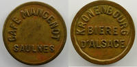 Emergency coins and tokens jeton SAULNES (54) Café Mangenot Kronenbourg, Bière d'Alsace jeton rond en laiton 19.5mm TTB+ -