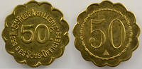 Tokens and Medals Tokens of Messes and Military Circles 5° Régiment d'Artillerie de Campagne 50 c laiton, rond festonné 23mm (Besançon) FDC -