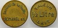 World coins jeton Switzerland, emergency coins and tokens Romanel sur Lausanne Valeur 1/2 litre lait Société de Laiterie jeton rond en laiton 20mm TTB -
