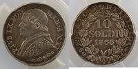 World coins 10 Soldi Vatican and Papal States Pius IX (1846-1878) 10 Soldi 1866 R (Année XXI) PCGS-MS64 pr.FDC -