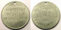 Tokens and Medals Jeton Mining Numismatics Houillères du bassin des Cévennes Jeton de Chauffage Bon 1 sac de bois Alu, R tr 38,5mm TTB+ -