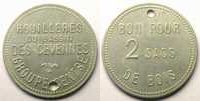 Tokens and Medals Jeton Mining Numismatics Houillères du bassin des Cévennes Jeton de Chauffage Bon pour 2 sacs de bois Alu, R tr 38,5mm TTB+ -
