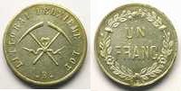 Tokens and Medals Franc Mining Numismatics Littoral Deuxième Lot Un Franc Lt argenté, R 23,5mm lettre A TTB+/SUP -