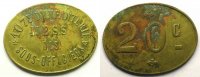 Tokens and Medals Tokens of Messes and Military Circles 107° Régiment d'Infanterie Elie 10.3 20 c Lt,Ov 22x29 mm TB+ -