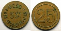 Tokens and Medals Tokens of Messes and Military Circles 53° Régiment d'Infanterie Elie 10.3 25 c Lt,R 22 mm TTB/TTB+ -