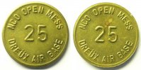 Tokens and Medals Tokens of Messes and Military Circles Bases américaines, Dreux Elie 15.1 DREÜX Air Base NCO Open Mess 25 (cents) Lt, R 24mm SUP/FDC -