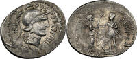 Roman Republic Denarius Cnaeus Pompey Jr AR Denarius - Corduba Mint (NGC Graded Ch XF) -