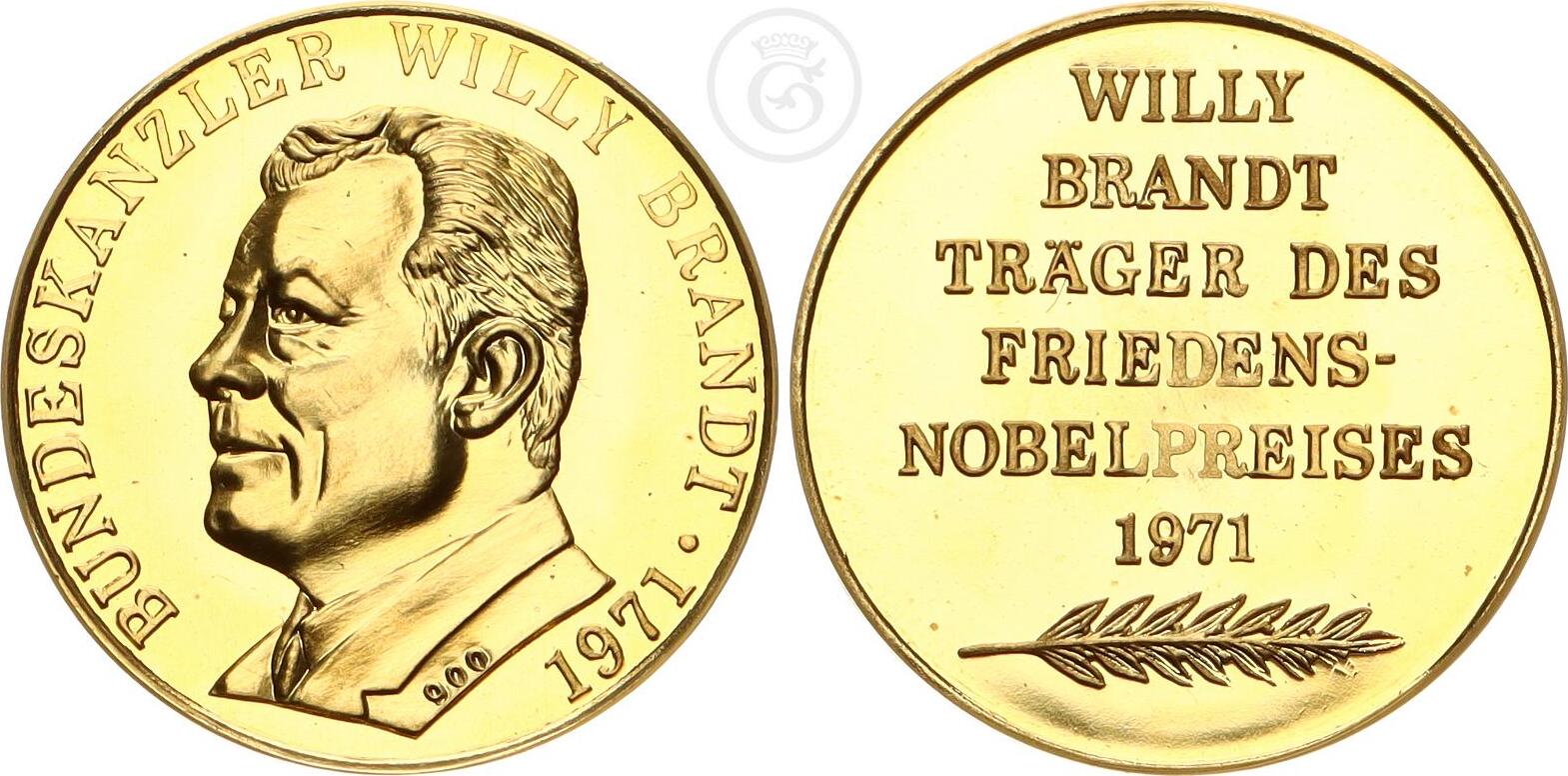 Deutschland BRD Goldmedaille 1971 Bundeskanzler Willy Brandt Träger