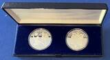BRD 2 Silbermedaillen 1982 12. Fußball Weltmeisterschaft in Spanien Proof, leichte Milchflecken in Box mit Zertifikat