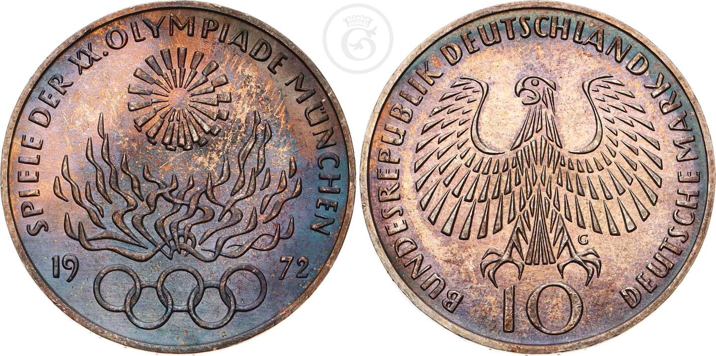 10 Dm Brd Olympia Vi Olympisches Feuer 1972 BRD 10 DM 1972 G 10 Deutsche Mark Olympische Sommerspiele 1972