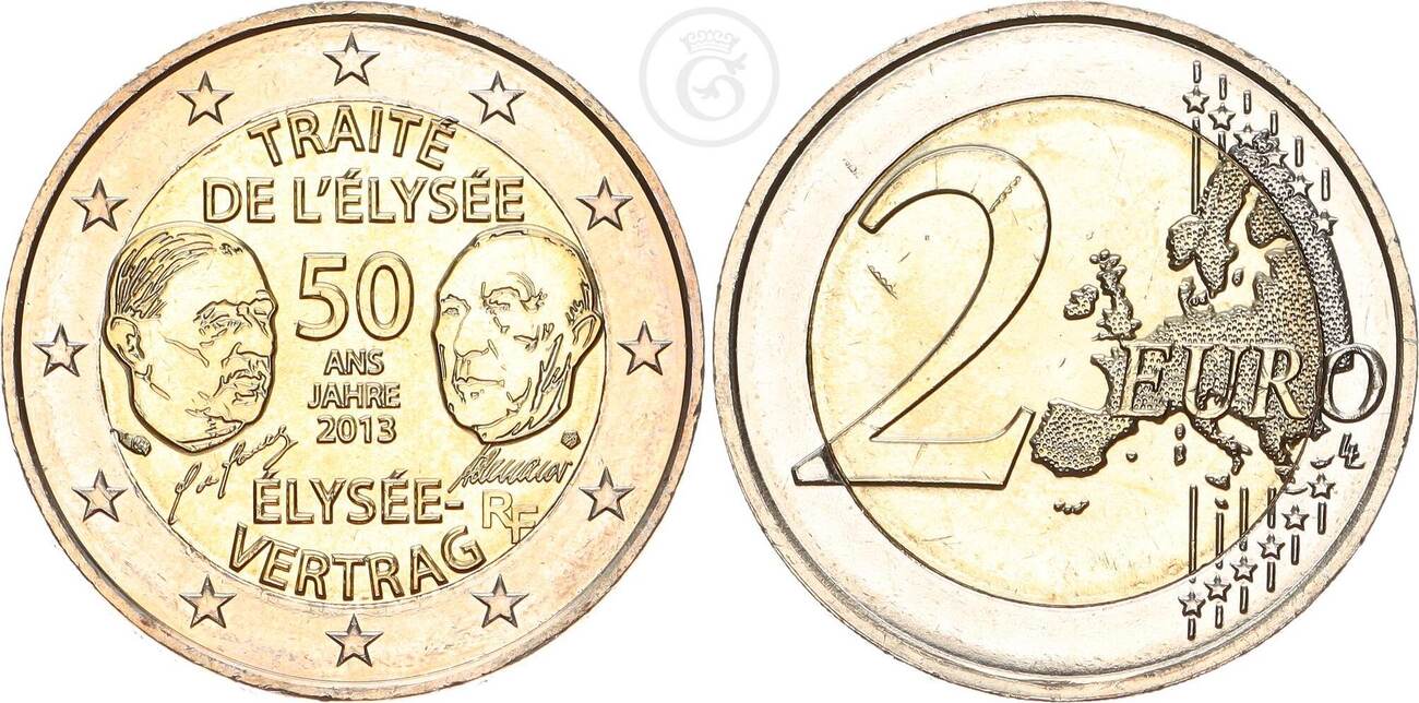 2 Euro Sondermünze Frankreich 2013 Elysee Vertrag 2 Euro 2013 50 Jahre Élysée-Vertrag (Gemeinschaftsausgabe von