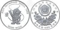 Südkorea 5000 Won 1986 zu den Olympischen Sommerspielen 1988 in Seoul Proof in Kapsel