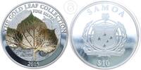 Samoa 10$ 1 oz Silber - Serie Gold Leaf Collection - dreidimensionales Lindengoldblatt -