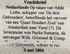 Nederland Vrachtbrief Mei 1804 Store letter 1804 VF-