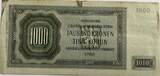 Bohemen and Moravia 1000 korun 1942 stains VF