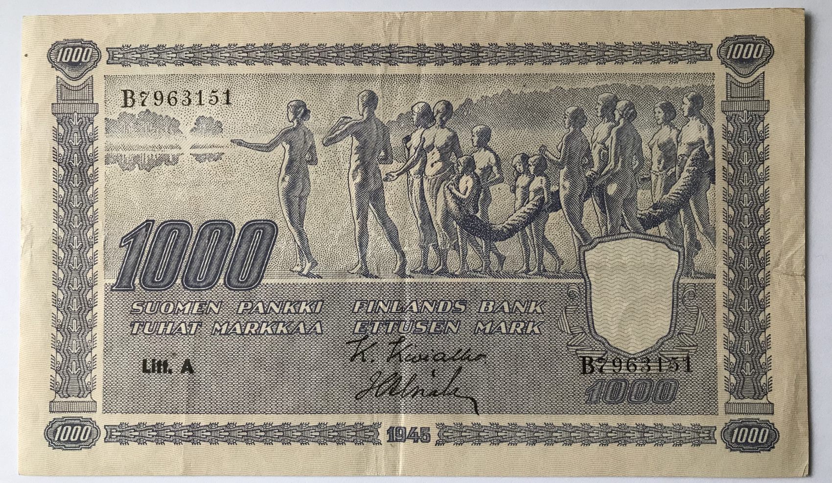 Finland 1000 marka 1945 Rare note VF | MA-Shops