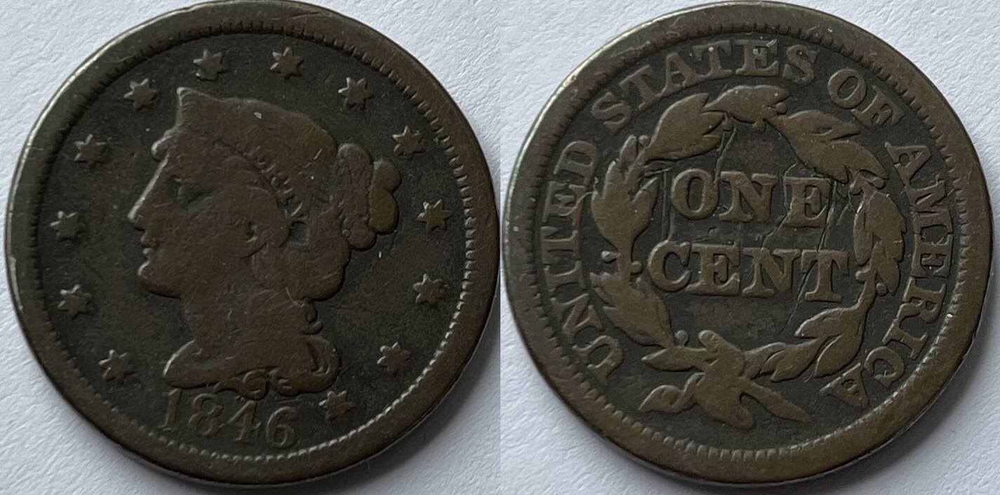 United States one cent 1846 F/VF | MA-Shops