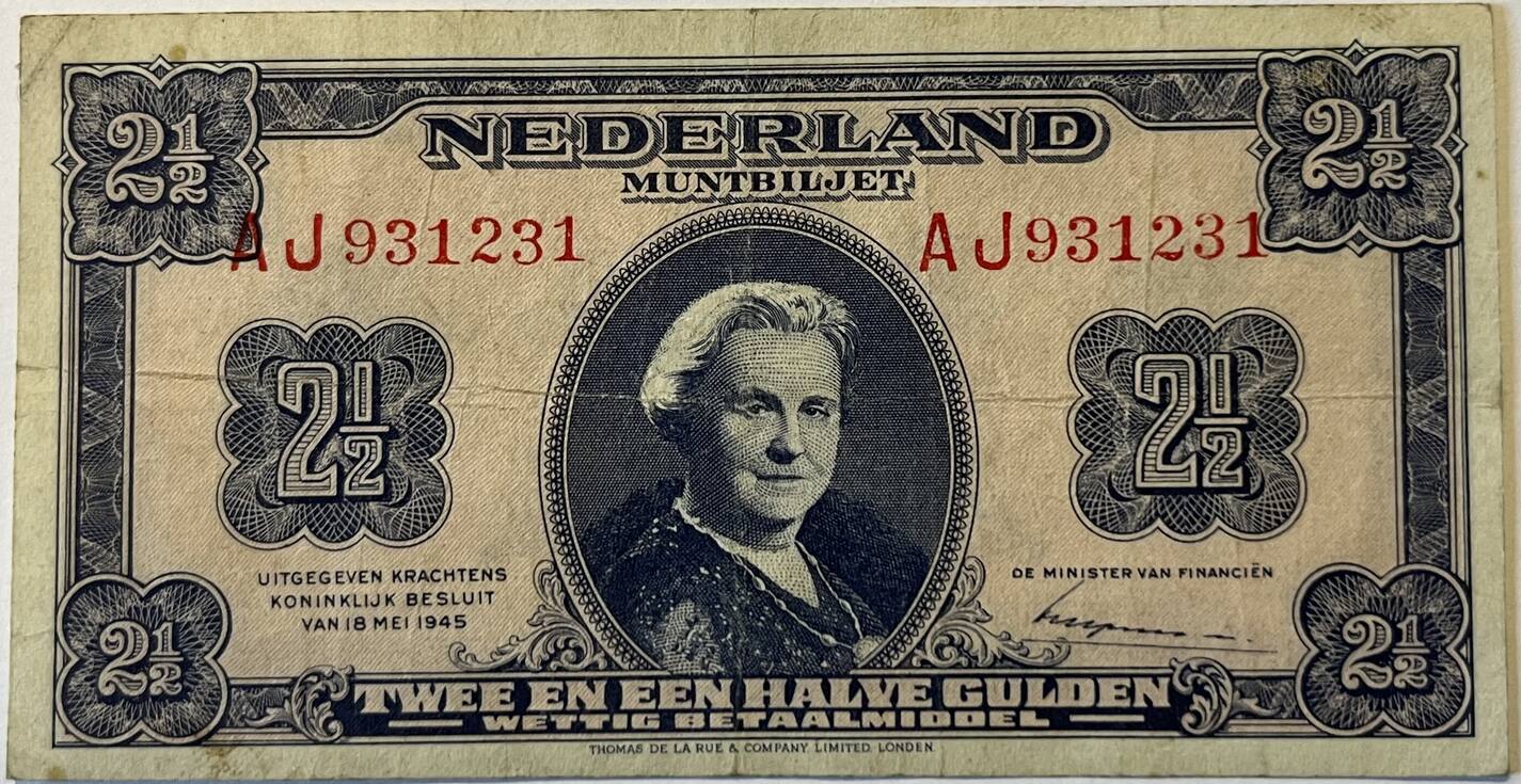 Nederland 2,5 gulden 1945 VF- | MA-Shops