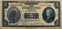 Nederlands-Indië vijf gulden With stamp for use in New-Guinea -