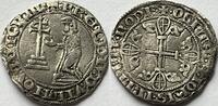Crusaders (Hospital Knights of Rhodos) gros or gigliato Helion de Villeneuve (1319-1346) slightly bended and cleaned, but a rare coin! -